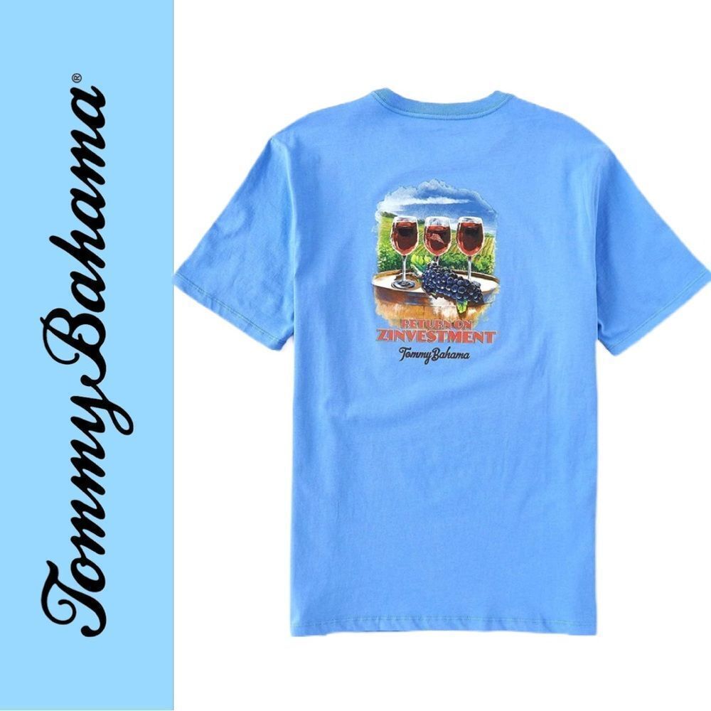 Tommy Bahama Men’s‎ Return on Zinvestment Blue Short Sleeve Tee Shirt - Size M